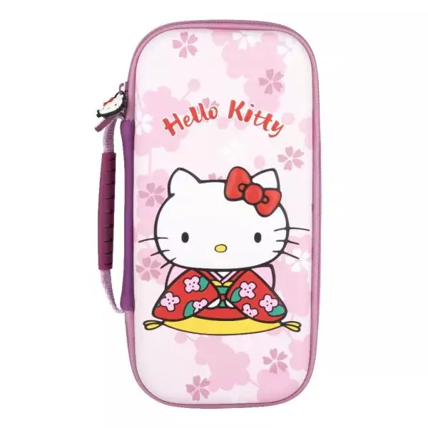 Housse de protection et transport - KONIX - Hello Kitty Nintendo Switch 2 - Rangement accessoires - Motif 3D - Rose