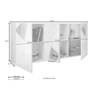 Buffet VICTORY - Décor Chene Sonoma - 3 Portes - Miroir - L 181 x P 4