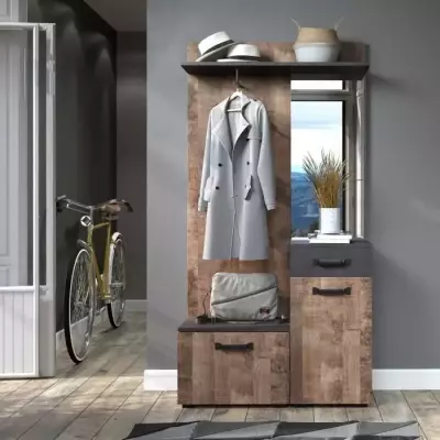 Meuble d'entrée, vestiaire SMILE 1 porte et 1 tiroir - Mélaminé che Meuble d'entrée, vestiaire SMILE 1 porte et 1 tiroir - Mélaminé che