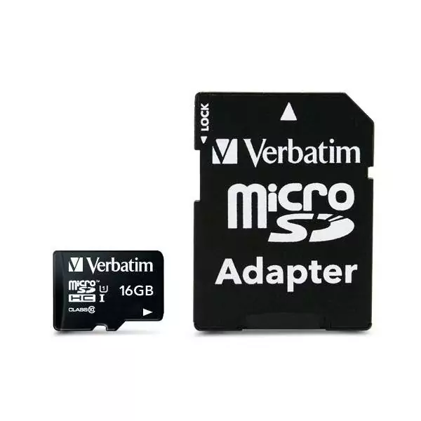 Carte Mémoire Micro SD avec Adaptateur Verbatim Premium 16 GB