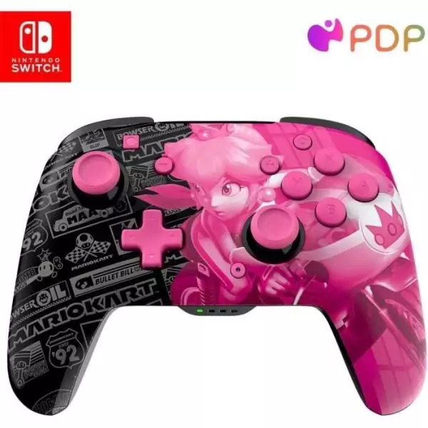 Manette filaire - PDP - Super Mario Rematch - Nintendo Switch - Câble 3 m - Glow Grand Prix Peach