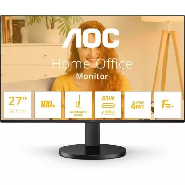 Ecran PC - AOC - 27'' - QHD - 100Hz - Dalle IPS - 1ms - Ajustable en hauteur - Q27B3CF2