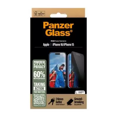 PanzerGlass ® Privacy Screen Protector iPhone 16 | 15 | Ultra-Wide Fit w. EasyAligner Protection d'écran transparent Apple 1