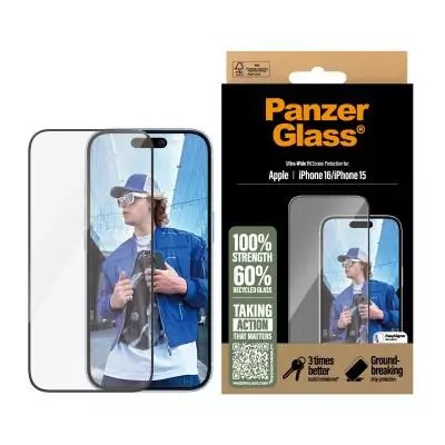 PanzerGlass ® Screen Protector iPhone 16 | 15 | Ultra-Wide Fit Protection d'écran transparent Apple 1 pièce(s)