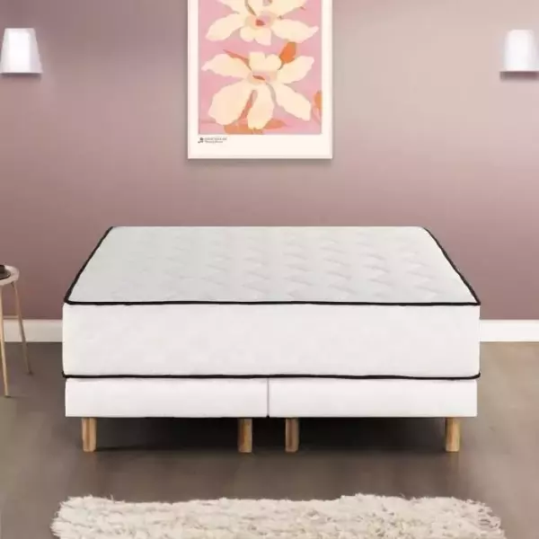 Ensemble matelas 180x200 cm + sommiers 2x90x200 cm - Ressorts ensachés - 7 zones - 27 cm - Équilibré - DEKO DREAM Détente