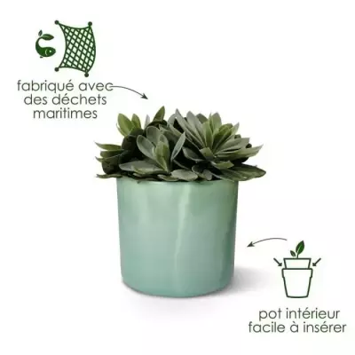 Cache-pot rond 22 cm vert - 100% recyclé - ELHO The Ocean Collection Cache-pot rond 22 cm vert - 100% recyclé - ELHO The Ocean Collection