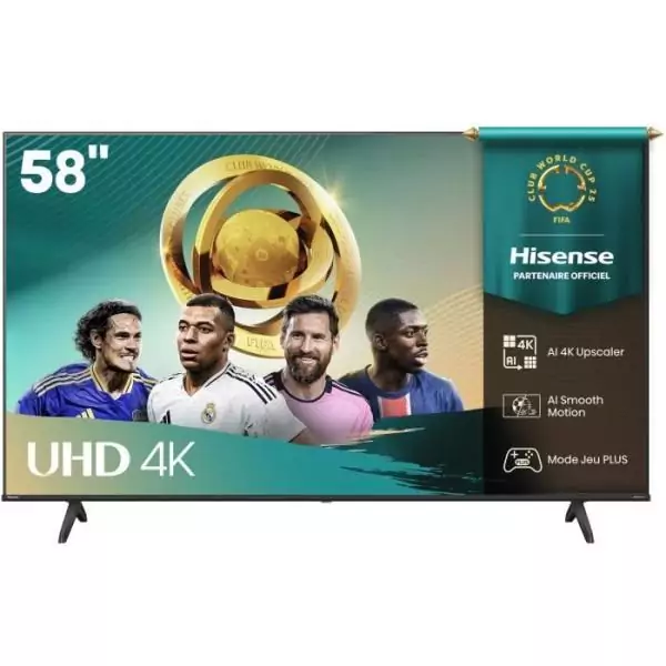 Hisense 58A6Q - TV LED 58 (146 cm) - 4K UHD 3840x2160 - HDR10+ - TV connecté - 4xHDMI 2.1 - WiFi