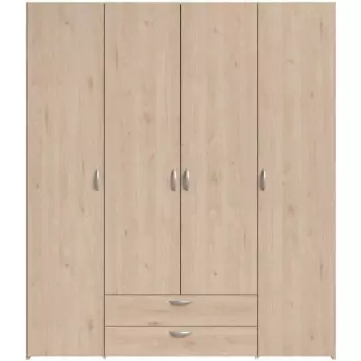 Armoire chambre VARIA - Décor chene - 4 portes + 2 tiroirs