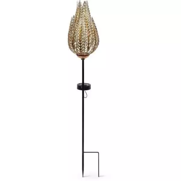 Borne Solaire - GARDEN ID Fougere - 16 x 46 cm - Éclairage 6-8h - Bouton on/off - Pile AAA rechargeable.