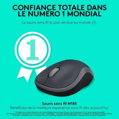 Souris Logitech M185 : compacte, sans fil et ambidextre