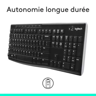 Clavier Logitech K270 Sans Fil AZERTY Noir - Compact et Performant