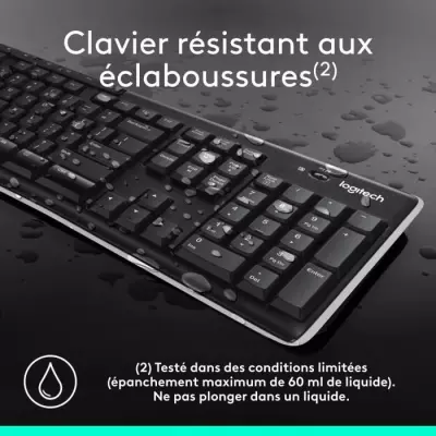Clavier Logitech K270 Sans Fil AZERTY Noir - Compact et Performant