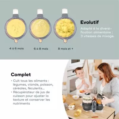 Robot préparation bébé Babymoov NUTRIBABY+ GRIS - Pratique et polyvalent!