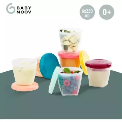 Lot de 6 pots bébé gradués 250ml - Sans BPA, Made in France