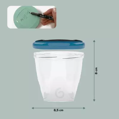 Lot de 6 pots bébé gradués 250ml - Sans BPA, Made in France