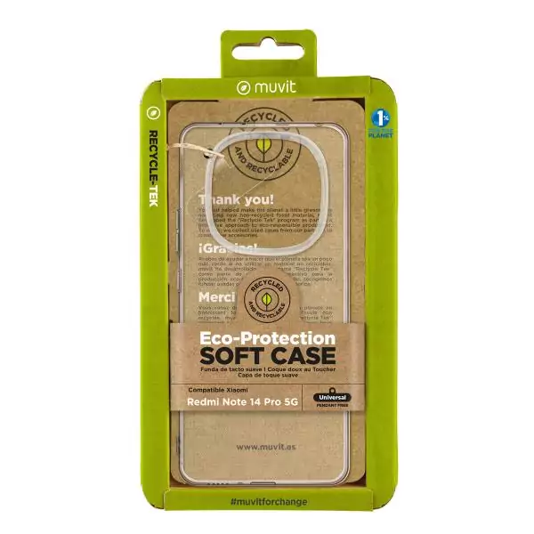 Protection pour téléphone portable Muvit Xiaomi Redmi Note 14 Pro 5G Transparent