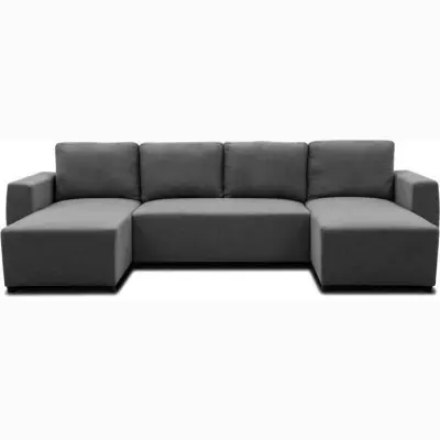 Canapé d'angle convertible PHARELL anthracite - Style panoramique - 297 cm