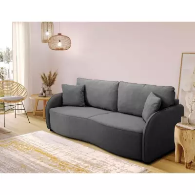 Canapé convertible BARI 3 places - Anthracite - Rangement - Eco-friendly Canapé convertible BARI 3 places - Anthracite - Rangement - Eco-friendly