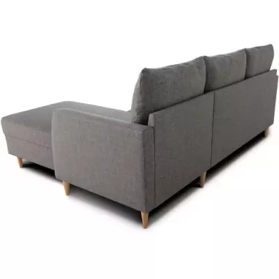 Canapé d'angle fixe 3 places CHIPY - Tissu anthracite - Design réversible