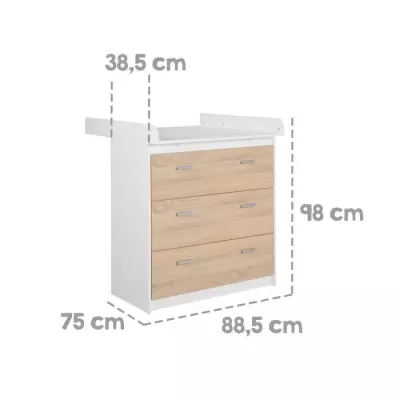 Ensemble Chambre Bébé ROBA - Gabriella - Lit Evolutif + Commode Compacte