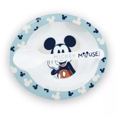 Ensemble Repas Micro-Onde Mickey avec Cuillère - Ustensiles Repas Bébé Ensemble Repas Micro-Onde Mickey avec Cuillère - Ustensiles Repas Bébé