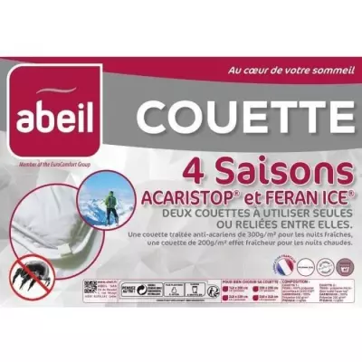 Couette 4 Saisons ANTI-ACARIENS 140x200cm - Fabriqué en France Couette 4 Saisons ANTI-ACARIENS 140x200cm - Fabriqué en France