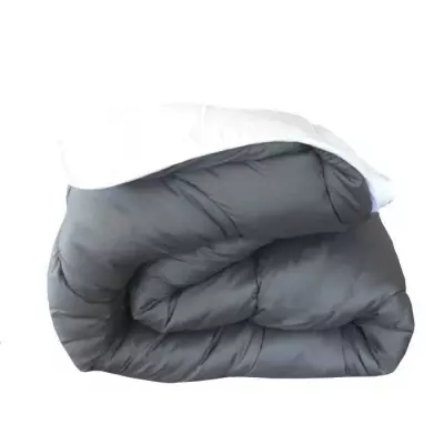Couette chaude bicolore - 240 x 260 cm - Blanc et gris