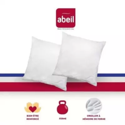 Lot de 2 oreillers mémoire de forme matelassés - Blanc, 60x60 cm