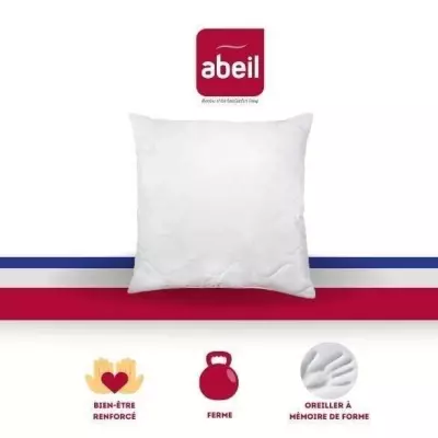 Oreiller à mémoire de forme matelassé blanc 60x60 cm - Label Oeko-Tex