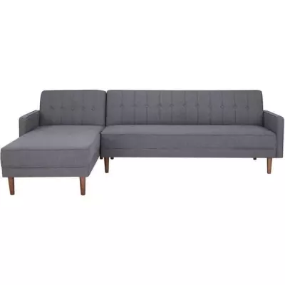 Canapé d'angle convertible 3 places réversible - Gris foncé - Bois FSC - IMANIA