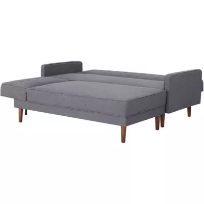 Canapé d'angle convertible 3 places réversible - Gris foncé - Bois FSC - IMANIA