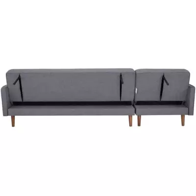 Canapé d'angle convertible 3 places réversible - Gris foncé - Bois FSC - IMANIA