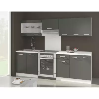 Ensemble cuisine ULTRA Cuisine 7 éléments - Gris mat, L 2m40