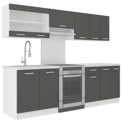 Ensemble cuisine ULTRA Cuisine 7 éléments - Gris mat, L 2m40