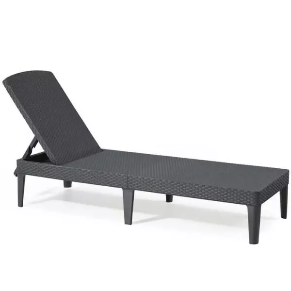 Bain de soleil - Allibert by KETER – Jaipur – en résine imitation rotin tressé – gris graphite – dossier réglable