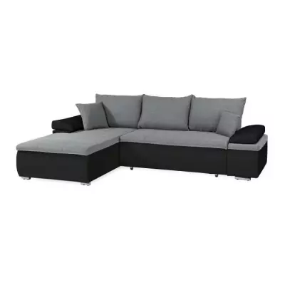 Canapé d'angle réversible convertible 3 places - Noir et gris - CELINA