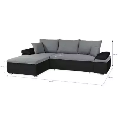 Canapé d'angle réversible convertible 3 places - Noir et gris - CELINA