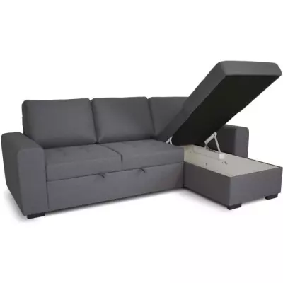 Canapé d'angle convertible réversible CATHY 3 places - Gris moderne
