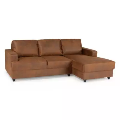 Canapé d'angle droit 4 places - Tissu marron vintage - Contemporain
