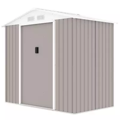 Abri de jardin métal 2,71m² taupe - 213x127x195cm - 2 portes coulissantes