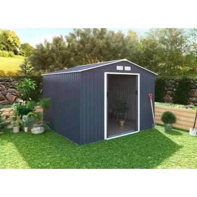 Abri de jardin en métal 7,06 m² - Gris - Kit d'ancrage inclus