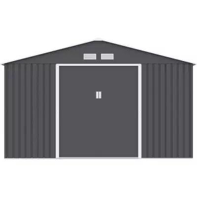 Abri de jardin JUPITER en métal 10,85m² - Gris / Kit d'ancrage inclus
