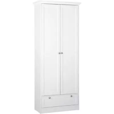 Armoire Landwood Blanc Mat - 2 Portes - 1 Tiroir - L80 x P39 x H200 cm