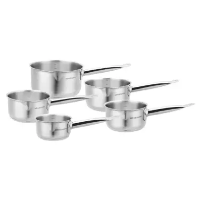 Ensemble de 5 Casseroles Arthur Martin - Acier Inoxydable - Intérieur Satiné - Bec Verseur
