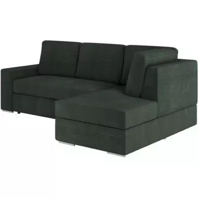 Canapé d'angle convertible vert foncé en velours côtelé - L246 x P174 x H96cm