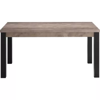 Table à manger EMILE 6 pers. - Chêne brun tabac et noir mat - L160 x P90 x H77 cm