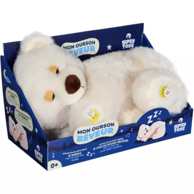 Peluche Gipsy Toys - Ourson Reveur Sonore de 30 cm en couleur beige