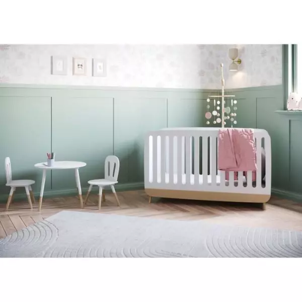 Ensemble table + chaises - FIMIANA - Style scandinave - Blanc mat / Chene kronberg - DEMEYERE