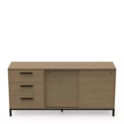 Enfilade 2 portes coulissantes CRAFT Chene Hamilton / Noir - 181 x 44,9 x 86 cm Enfilade 2 portes coulissantes CRAFT Chene Hamilton / Noir - 181 x 44,9 x 86 cm