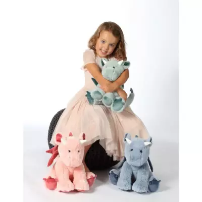 Peluche Dragon Trendy, Bleu Jeans 30 cm - Dimensions: 39x36x17 cm